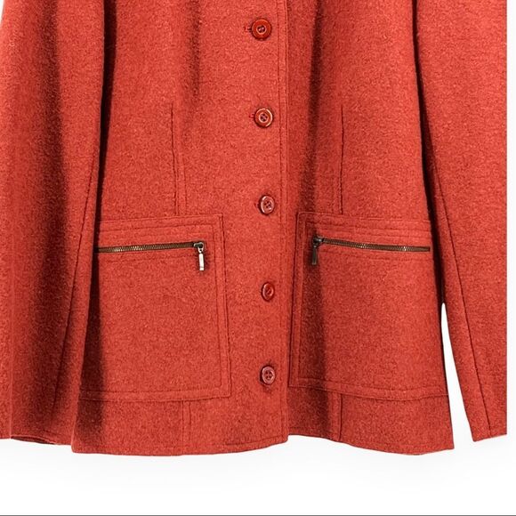 Talbots Woman’s Alpaca Wool Blend Rich Orange Pea Coat Size M - Picture 3 of 7